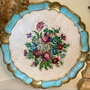 Vintage Italian Inspired Round Scalloped Tray.